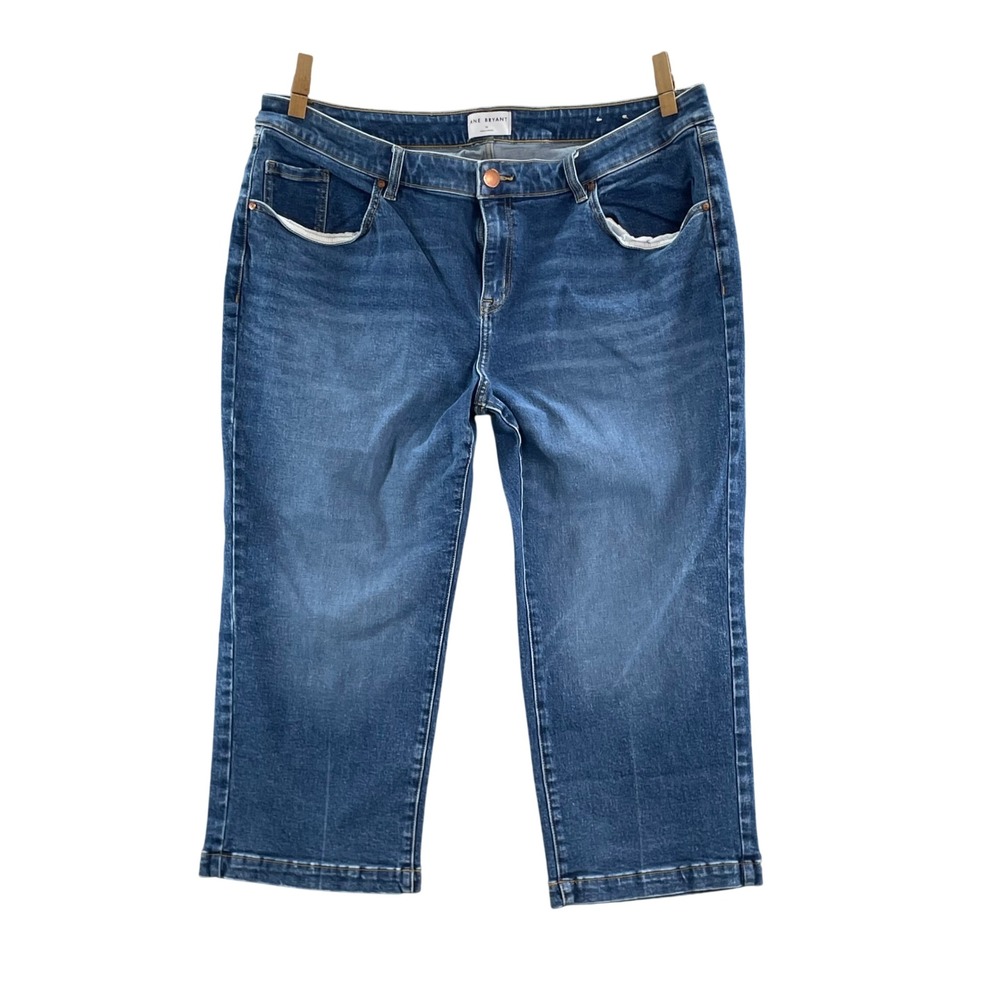Lane Bryant Capri Jeans Women 20 Blue Medium Wash Cropped Denim Stretch Casual